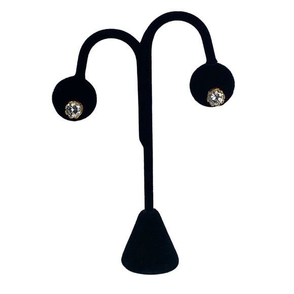 Cubic Zirconia Earrings 10MM Gold Plated - Picture 3 of 4